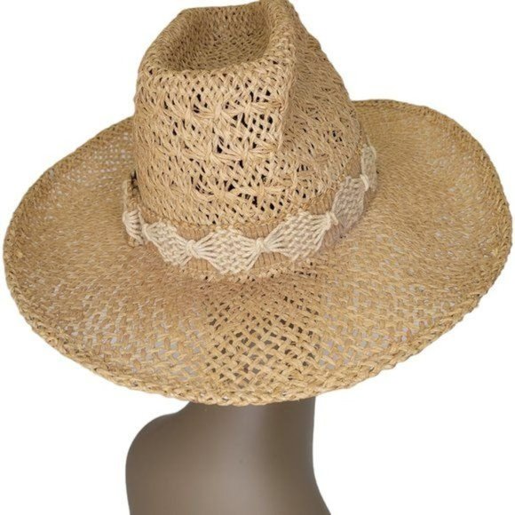 BAILEY U-ROLLIT Straw Cowboy Hat Western Rodeo White Macrame Hat Band Size Small - Picture 5 of 9